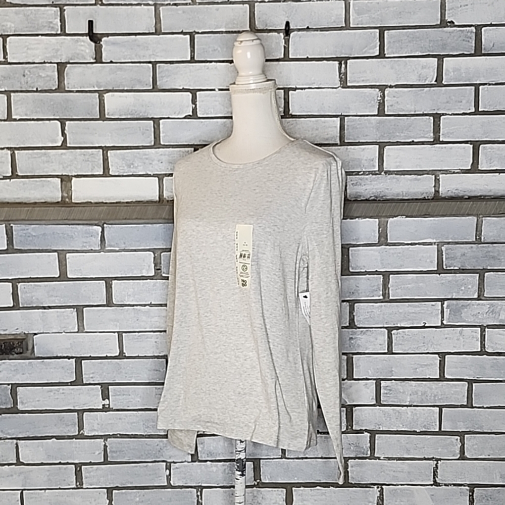 NWT No Boundaries Women's Long Sleeve Cotton Blend T-Shirt Size XL 16-18 Gray